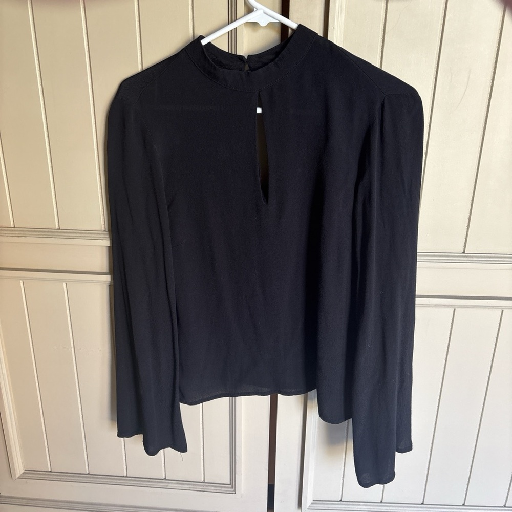 H&M Elegant Black Blouse with Keyhole Detail